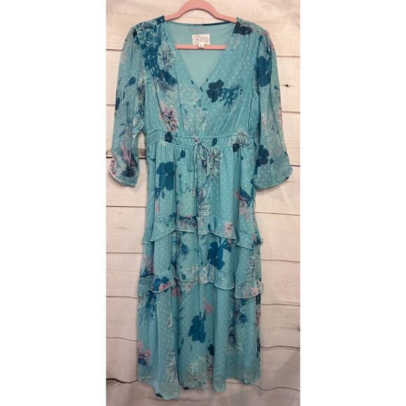 Destination Three Sixty Five 365 Size S/P Teal Floral Maxi Dress - Picture 1 of 5